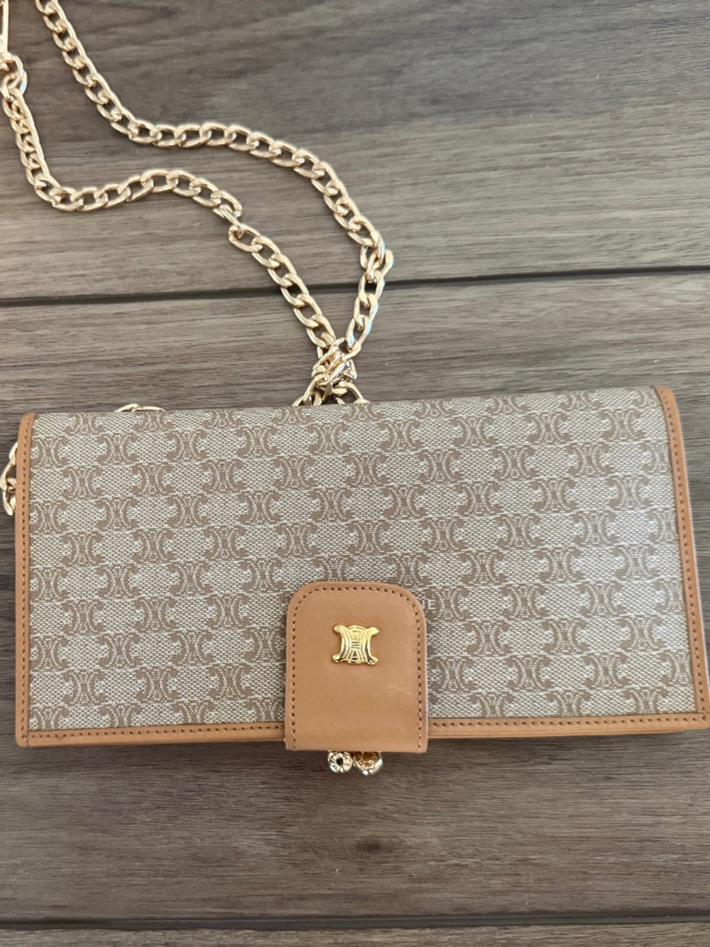 Céline Macadam Kiss Lock Long Wallet Vintage
